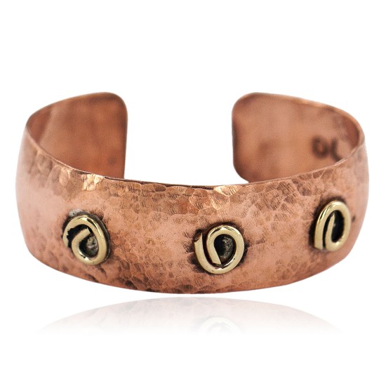 Certified Authentic Hammered Handmade Navajo Brass Native American Pure Copper Bracelet  92007-2