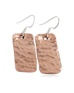 Certified Authentic Hammered Handmade Navajo Native American Pure Copper Dangle Earrings 18246
