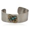 Certified Authentic Handmade Brass Natural Turquoise Navajo Native American Nickel Bracelet  92019-2