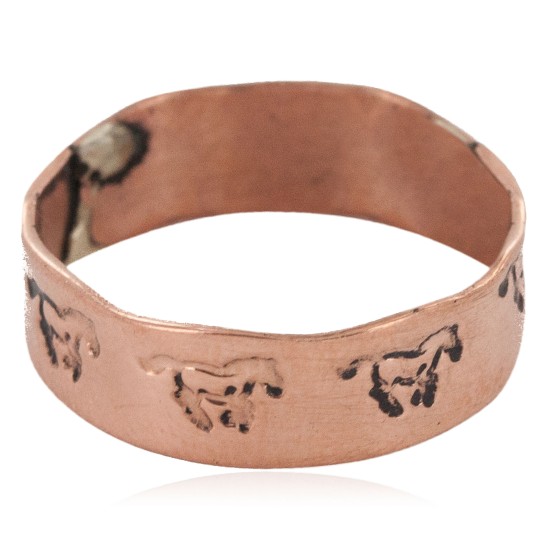 Certified Authentic Handmade Horse Navajo Native American Pure Copper Ring 17091-13