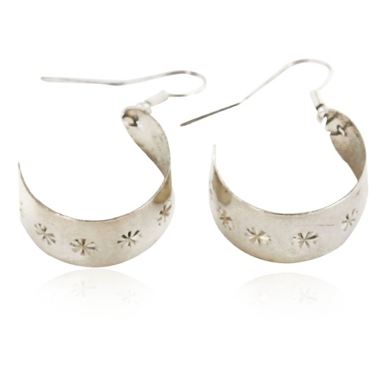 Certified Authentic Handmade Navajo .925 Sterling Silver Dangle Native American Earrings 18034