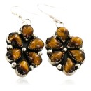 Certified Authentic Handmade Navajo .925 Sterling Silver Dangle Native American Earrings Natural Tigers Eye 17816