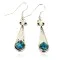 Handmade Navajo .925 Sterling Silver Dangle Native American Earrings Natural Turquoise 18079-2
