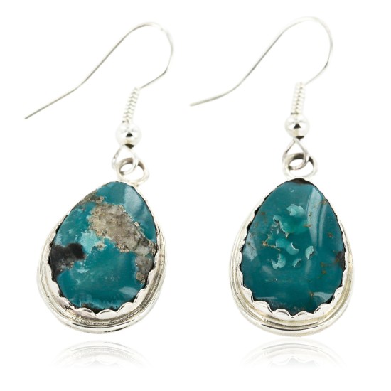Certified Authentic Handmade Navajo .925 Sterling Silver Dangle Native American Earrings Natural Turquoise 27188-2