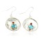 Certified Authentic Handmade Navajo .925 Sterling Silver Dangle Native American Earrings Natural Turquoise Coral 18080-1