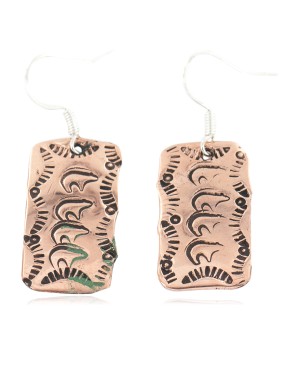 Certified Authentic Handmade Navajo Bear Pure Copper Dangle Native American Earrings 18170-5