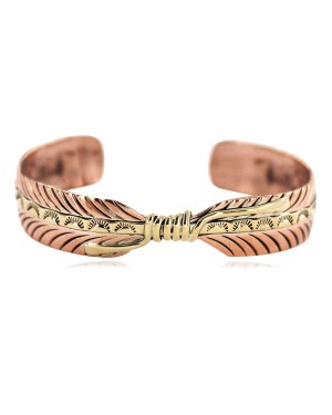 Certified Authentic Handmade Navajo Brass Native American Pure Copper Bracelet  92023-6