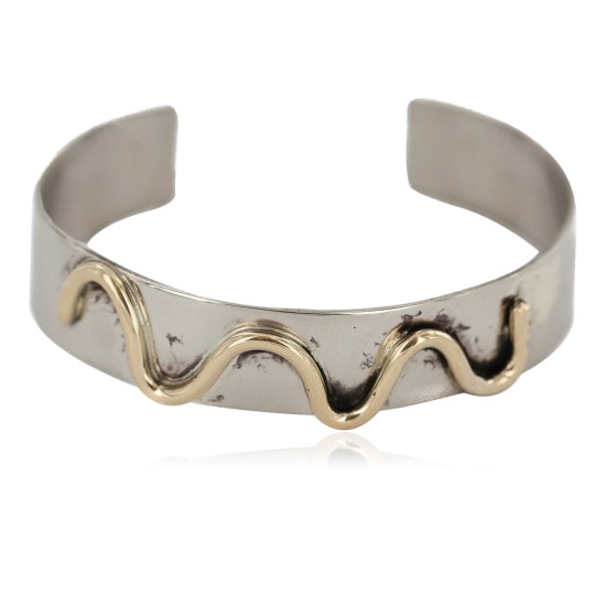 Certified Authentic Handmade Navajo Native American Brass Nickel Bracelet 13140-4