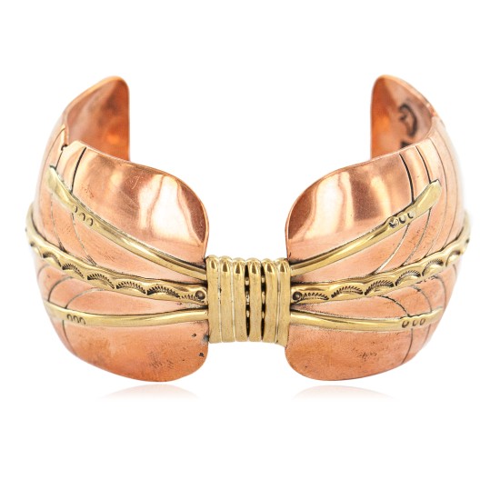 Certified Authentic Handmade Navajo Native American Pure Copper and Brass Bracelet 12793