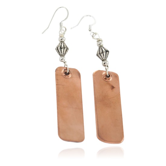 Certified Authentic Handmade Navajo Native American Pure Copper Dangle Earrings 18211-3