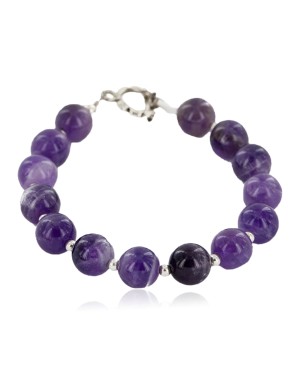 Certified Authentic Navajo Natural Amethyst Link Native American Bracelet 1 12742-114