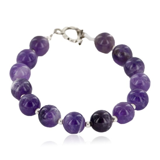 Certified Authentic Navajo Natural Amethyst Link Native American Bracelet 1 12742-114