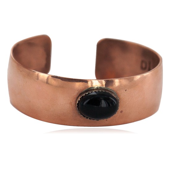 Certified Authentic Handmade Navajo Natural Black Onyx Native American Pure Copper Bracelet 92022 Certified Authentic Handmade Navajo Natural Black Onyx Native American Pure Copper Bracelet 92022