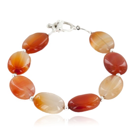 Certified Authentic Navajo Natural Carnelian Link Native American Bracelet 1 12742-113