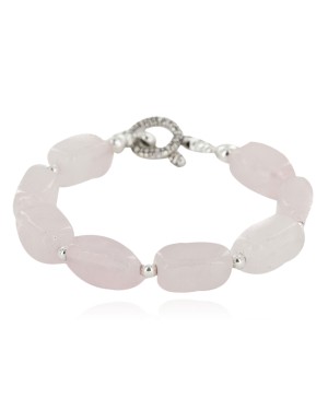 Certified Authentic Navajo Natural Native American Pink Quartz Link Bracelet 12742-112