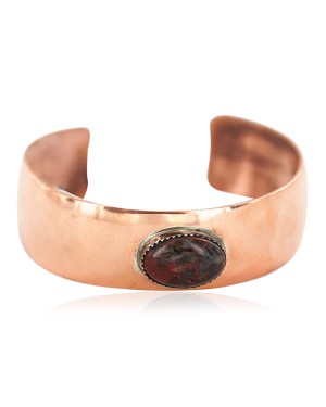 Certified Authentic Handmade Navajo Natural Red Jasper Native American Pure Copper Bracelet 13111-5