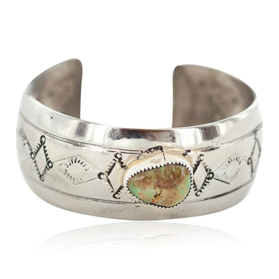 Certified Authentic Handmade Navajo Natural Turquoise Native American Nickel Bracelet  13082-4