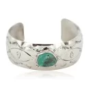 Handmade Navajo Natural Turquoise Native American Nickel Bracelet 13092-1