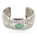 Handmade Navajo Natural Turquoise Native American Nickel Bracelet 13092-4