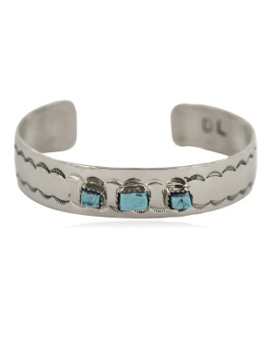 Certified Authentic Handmade Navajo Natural Turquoise Native American Nickel Bracelet 13141-9