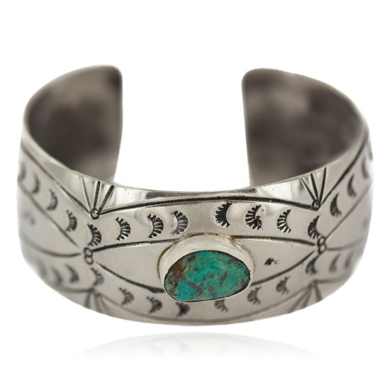 Certified Authentic Handmade Navajo Natural Turquoise Native American Nickel Bracelet 92001-2