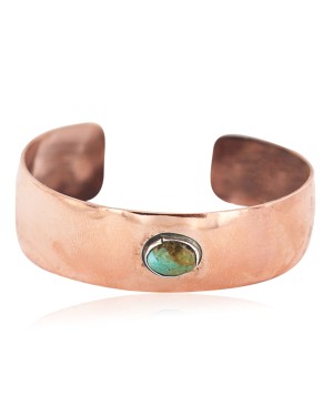 Certified Authentic Handmade Navajo Natural Turquoise Native American Pure Copper Bracelet 13123-1