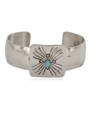 Certified Authentic Handmade Navajo Navajo Natural Turquoise Native American Nickel Bracelet 13143-3