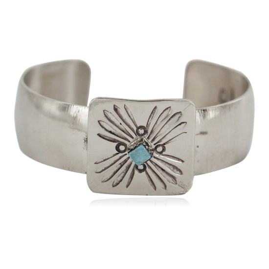 Certified Authentic Handmade Navajo Navajo Natural Turquoise Native American Nickel Bracelet 13143-3