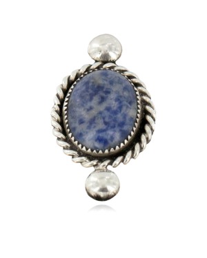 Certified Authentic Handmade Navajo Nickel and .925 Sterling Silver Natural Lapis Native American Money Clip 11250-2