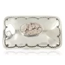 Handmade Navajo Nickel White Howlite Native American Buckle 1208-1