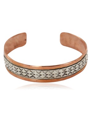 Certified Authentic Handmade Navajo Pure Copper and .925 Sterling Silver Native American Bracelet 12703-15