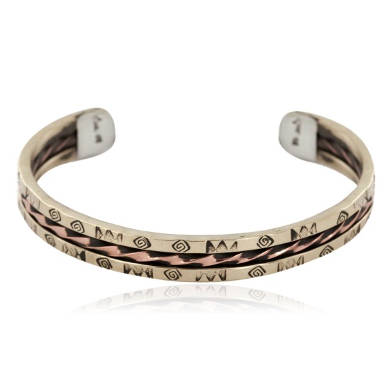 Certified Authentic Handmade Navajo Pure Copper and Brass Native American Bracelet 12958-3