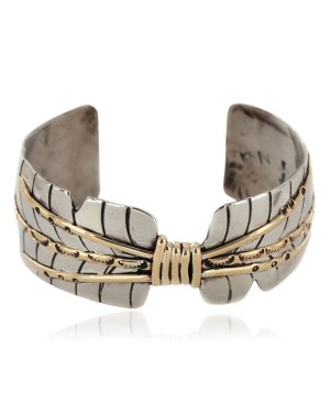 Certified Authentic Handmade Navajo Pure Nickel and Brass Native American Bracelet 12985