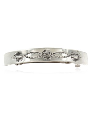 Certified Authentic Handmade Nickel Navajo Native American Hair Barrette 10343-1