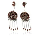 Handmade Signed Zuni .925 Sterling Silver Dangle Native American Earrings Natural Coral 17954