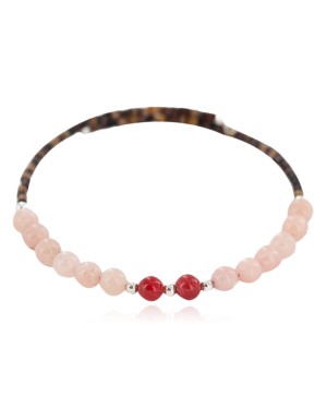 Certified Authentic Heishi Coral Pink Quartz Navajo Native American Adjustable Wrap Bracelet 13151-75