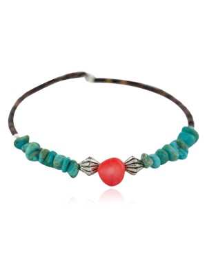 Certified Authentic Heishi Coral Turquoise Navajo Native American Adjustable Wrap Bracelet 13151-160