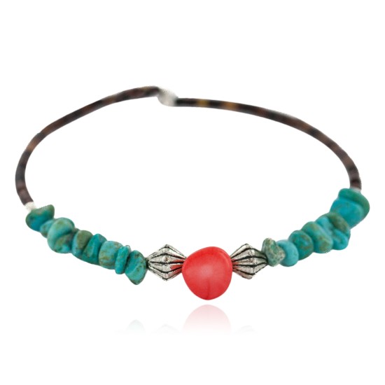 Certified Authentic Heishi Coral Turquoise Navajo Native American Adjustable Wrap Bracelet 13151-160 Certified Authentic Heishi Coral Turquoise Navajo Native American Adjustable Wrap Bracelet 13151-160