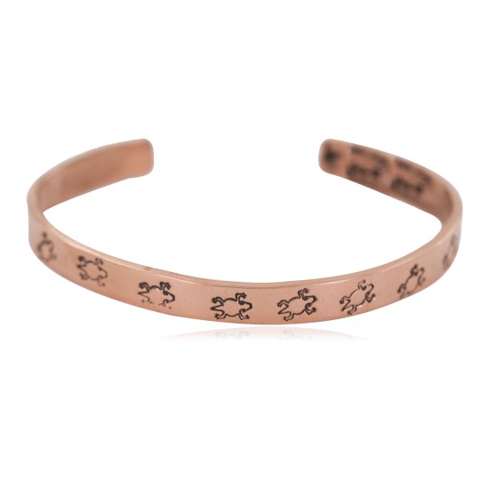 Certified Authentic Horny Toad Handmade Navajo Native American Pure Copper Bracelet 24492-2