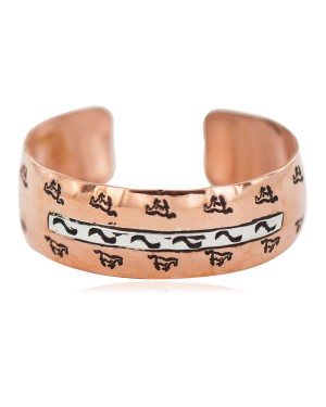 Certified Authentic Horse .925 Sterling Silver Handmade Navajo Native American Pure Copper Bracelet 92010