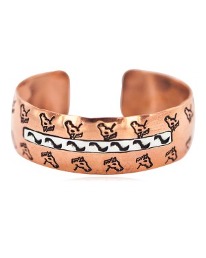 Certified Authentic Horse Head .925 Sterling Silver Handmade Navajo Native American Pure Copper Bracelet  92018-7