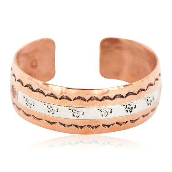 Certified Authentic Horse Maze Navajo .925 Sterling Silver Handmade Native American Pure Copper Bracelet  13097-12