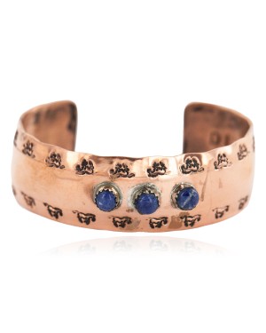 Certified Authentic Horse Navajo Handmade Natural Lapis Native American Pure Copper Bracelet 24508