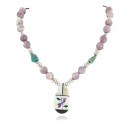 Certified Authentic Inlay Bird Navajo .925 Sterling Silver Natural Turquoise Agate Native American Necklace 15601