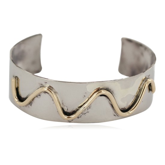 Certified Authentic Maze Handmade Navajo Native American Brass Nickel Bracelet 13142-1