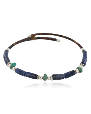 Certified Authentic Natural Heishi Lapis Turquoise Navajo Native American Adjustable Wrap Bracelet 13153-2