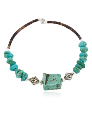 Certified Authentic Natural Turquoise Heishi Navajo Native American Adjustable Wrap Bracelet 13151-71