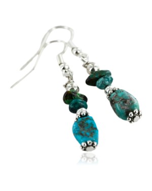 Certified Authentic Navajo .925 Hook Turquoise Native American Earrings 18056