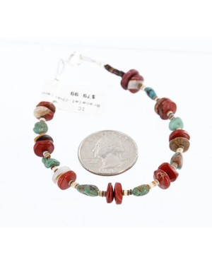 Certified Authentic Navajo .925 SILVER Natural Turquoise Jasper Native American Bracelet 371007770355