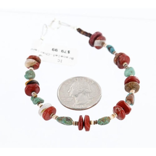 Certified Authentic Navajo .925 SILVER Natural Turquoise Jasper Native American Bracelet 371007770355